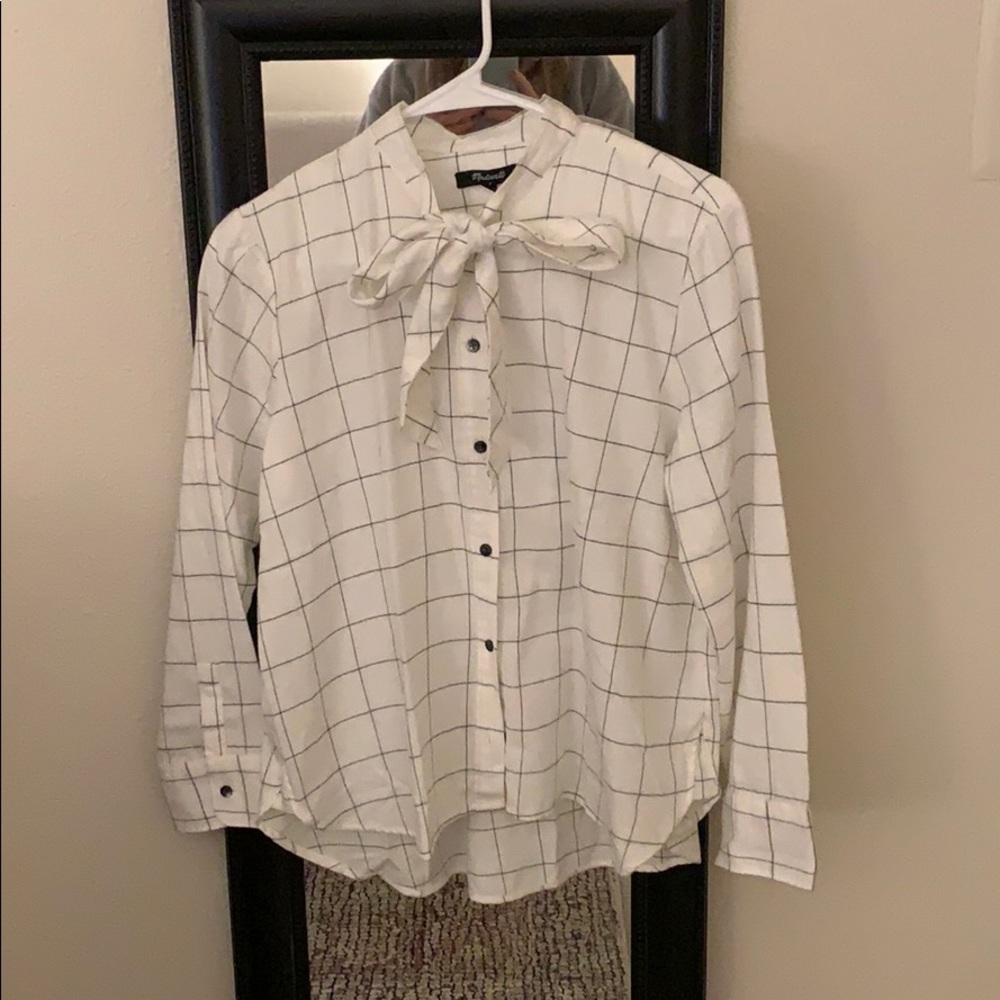 Flannel Button up Bow tie Shirt